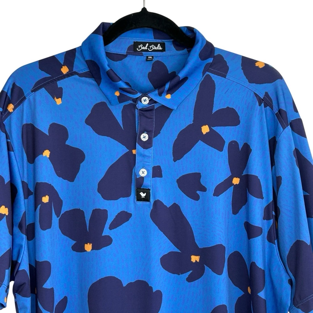 Bad Birdie Golf Polo Shirt 2XL Tropical Stretch  UPF Performance Abstract Floral